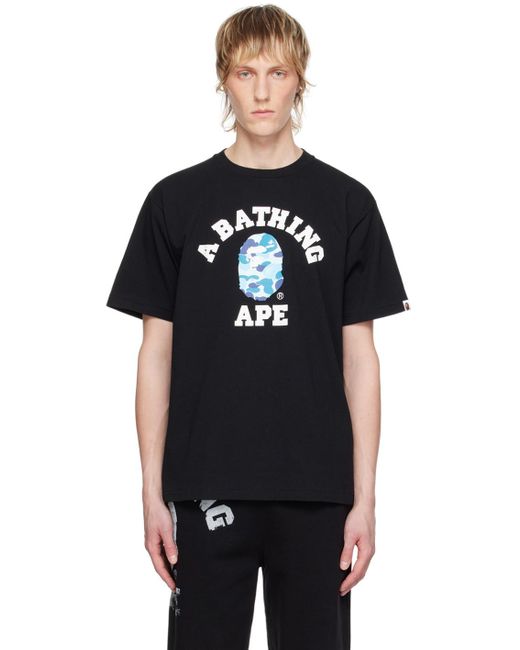 A Bathing Ape Black Abc Camo College T-Shirt for men
