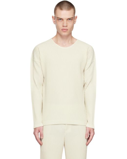 Homme Plissé Issey Miyake White Color Pleats Long Sleeve T-shirt for Men |  Lyst Canada