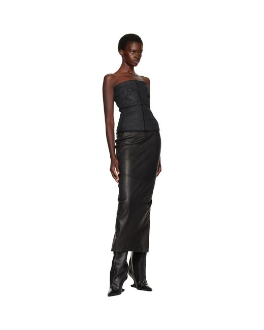 Rick Owens Black Tower Washed Denim Tube Top
