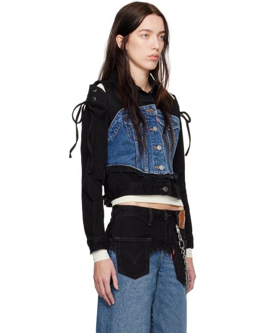ANDERSSON BELL Black Levi's Edition Half Trucker Denim Jacket
