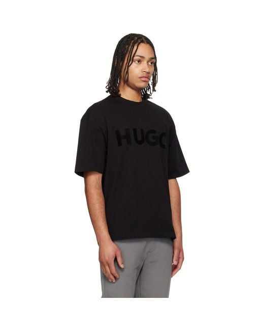 HUGO Black Cotton-Jersey Logo T-Shirt for men