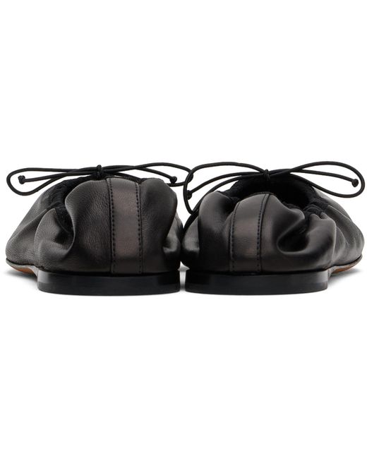 The Row Black Nappa Leather Bow Ballerina Flats