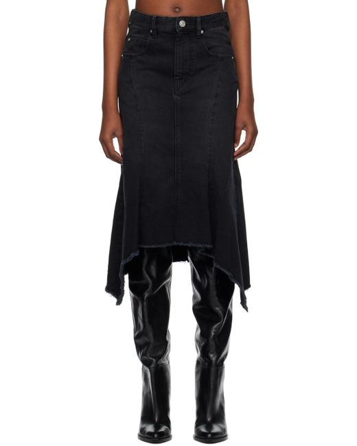 Isabel Marant Black Nyda Denim Midi Skirt
