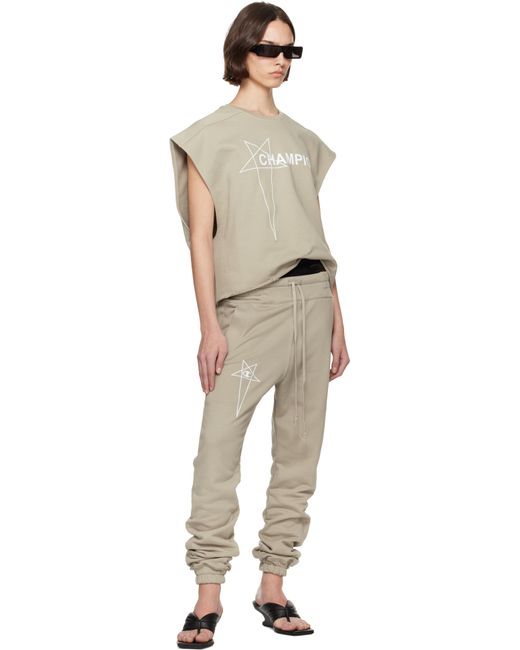 Rick Owens Natural Off- Champion Edition Joggers Sweatpants