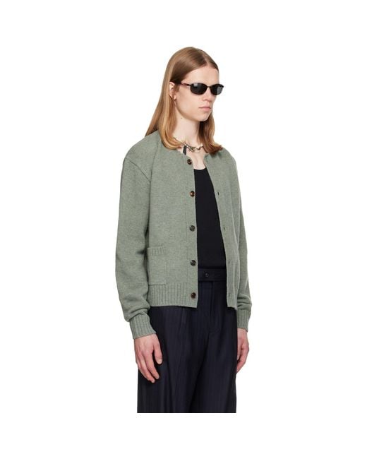 TONYWACK Gray Shetland Wool Raw Cardigan for men