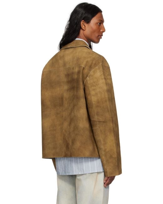 Hope Multicolor Tan Boxy Suede Jacket for men