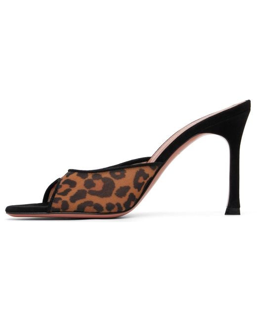 AMINA MUADDI Black Tan & Alexa 95 Mesh Slipper Heeled Sandals