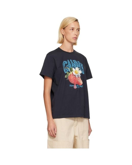 Ganni Blue Strawberry T-Shirt