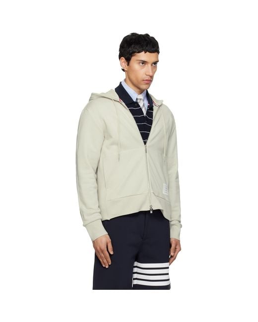 Thom Browne Black Loopback Jersey 4-Bar Zip Up Hoodie for men