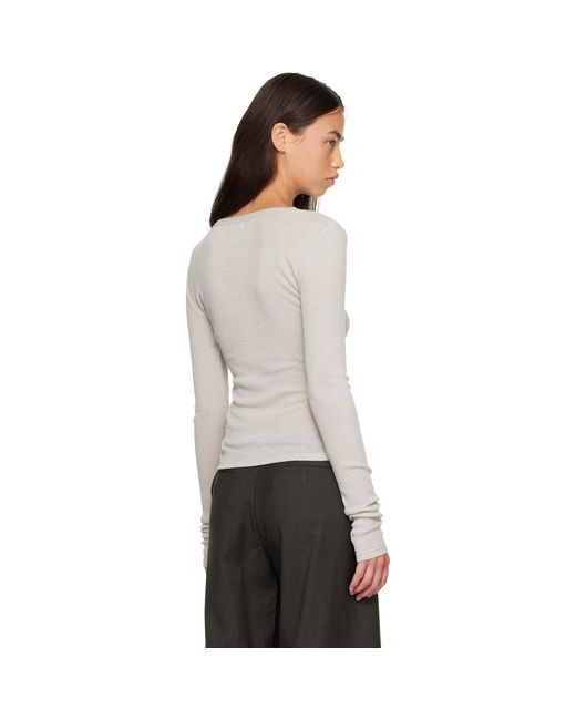St. Agni Gray Off- Baby Wool Long Sleeve T-Shirt