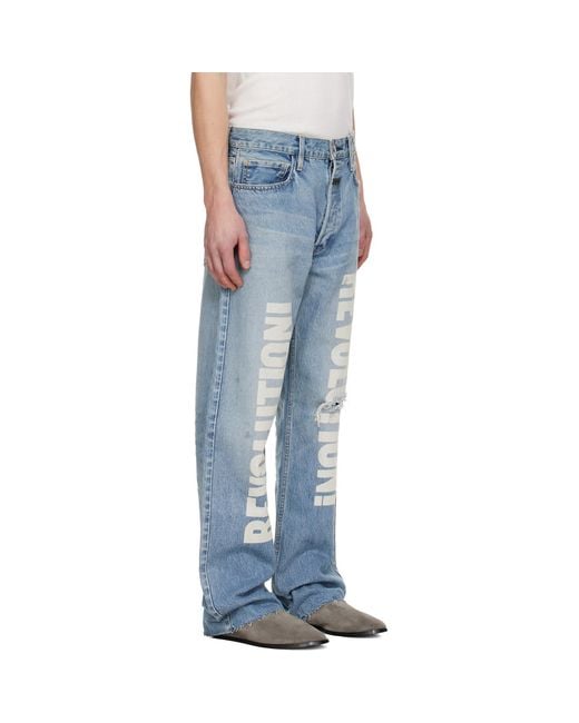 Fear Of God Blue Straight 'Revolution' Jeans for men