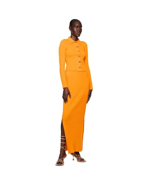 Dion Lee Orange Yellow Gradient Rib Cardigan