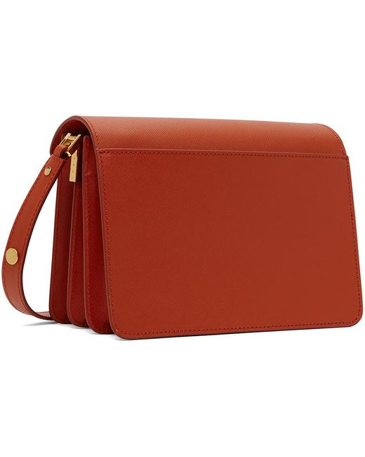 Marni Black Red Saffiano Leather Medium Trunk Bag