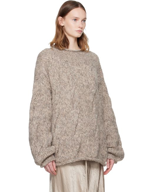 Lauren Manoogian Brown Handknit Cable Rollneck Sweater