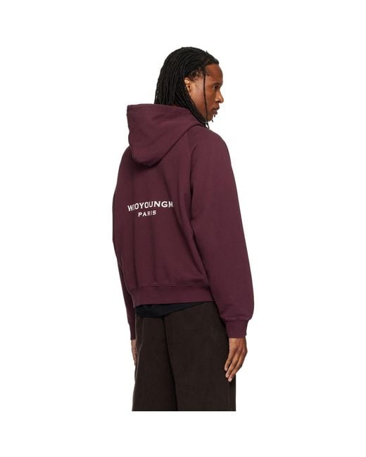 Wooyoungmi Red Burgundy Logo Hoodie for men
