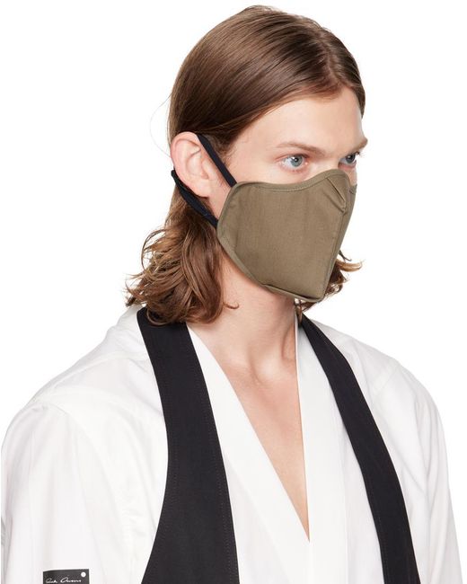 Rick Owens Brown Taupe Embroidered Face Mask for men