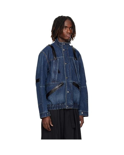 Sacai Blue Blouson Denim Jacket for men