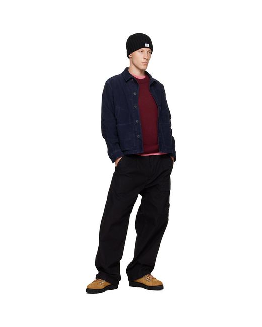 C P Company Blue Corduroy Button Lens Jacket for men