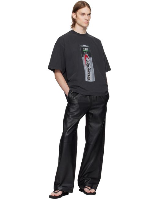 Alexander Wang Black Battery Logo-Print Graphic T-Shirt for men