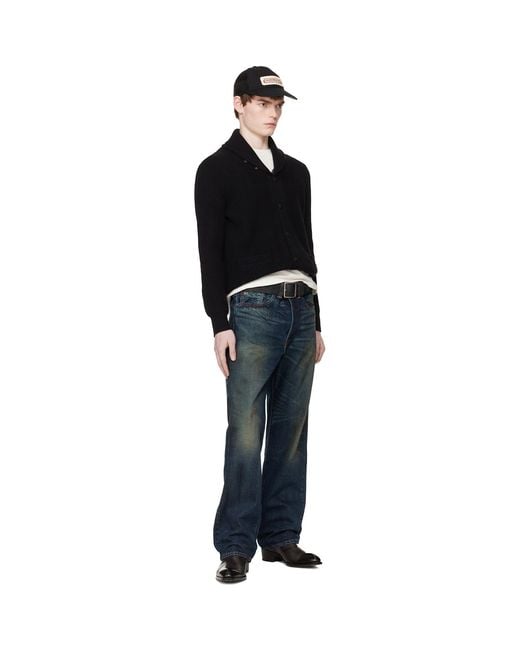 RRL Black Cashmere Shawl-Collar Cardigan for men