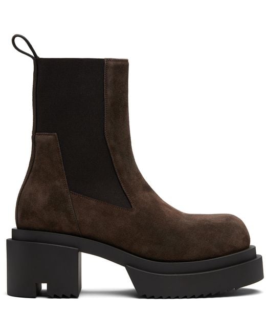 Rick Owens Brown Concordians Beatle Bogun Chelsea Boots for men