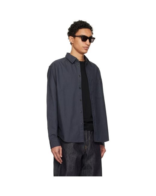 Merz B. Schwanen Black Button-Down Cotton Oxford Long Sleeve Shirt for men
