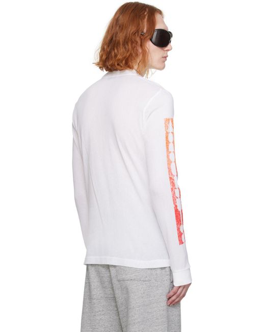 T-shirt à manches longues blanc à logo et motif imprimés Acne pour homme en coloris White