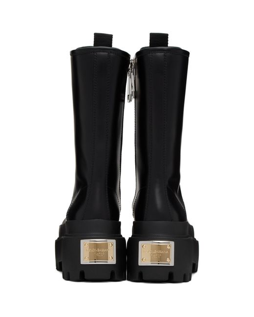 Dolce & Gabbana Black Leather Combat Boot