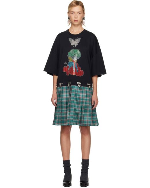 Chopova Lowena Black Spaced Out T-Shirt Minidress