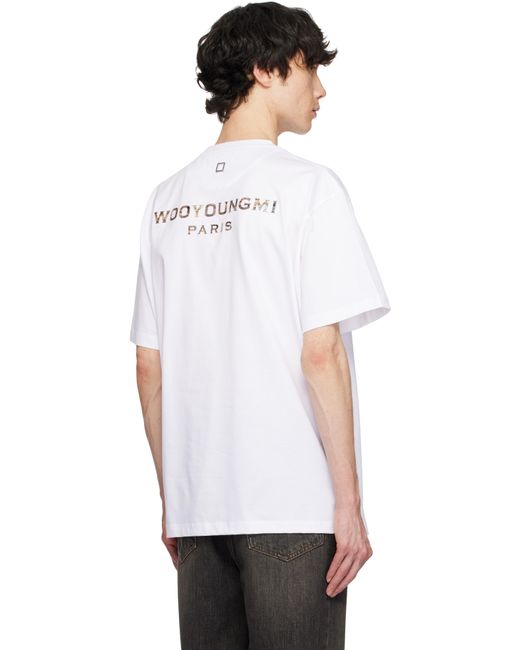 メンズ Wooyoungmi ホワイト Mother Of Pearl バックロゴ Tシャツ White