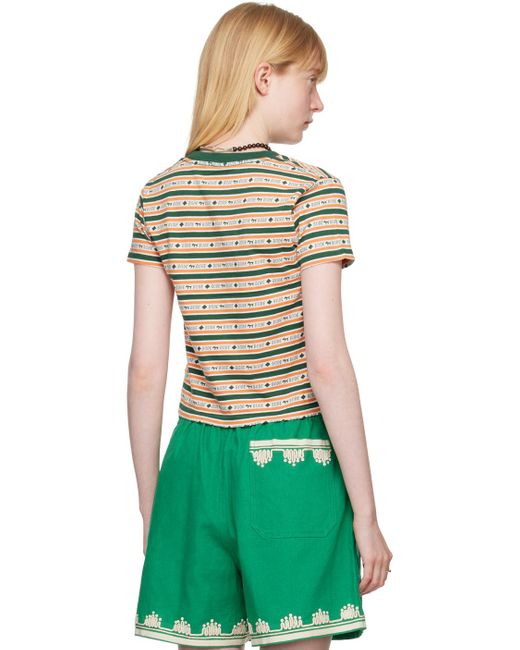 T-shirt vert et à motif scottie en tricot jacquard Bode en coloris Green