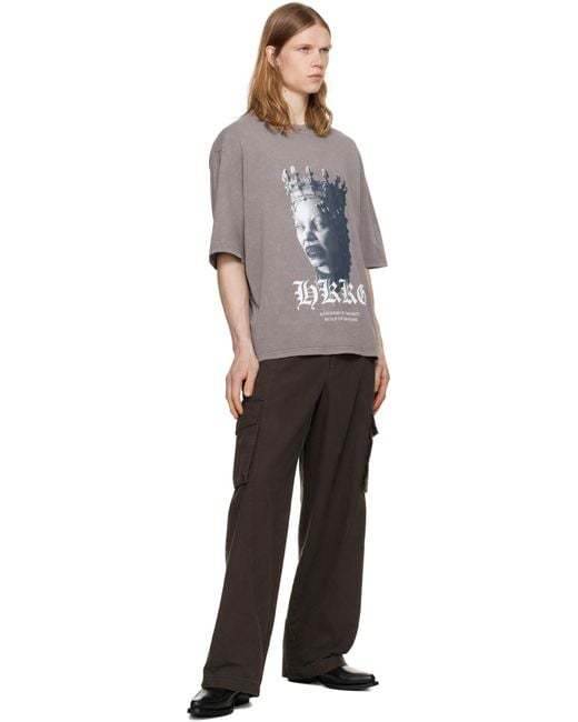 メンズ Han Kjobenhavn グレー Sculpture オーバーサイズ Tシャツ Black