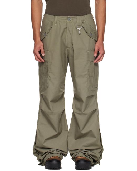 Reese Cooper Brown Cotton Ripstop Wide Leg Cargo Pants for men