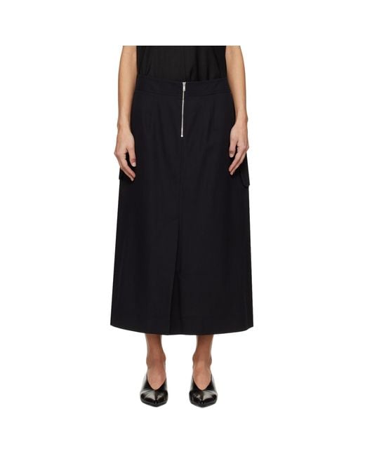 Studio Nicholson Black Tyrell Midi Skirt