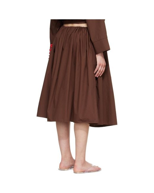 Brooke Callahan Brown Tie Midi Skirt