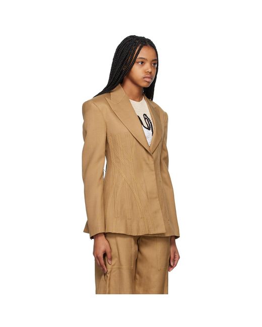 Stella McCartney Natural Tan Corset Blazer