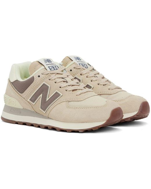 New Balance Beige & Brown 574 Sneakers in Black | Lyst