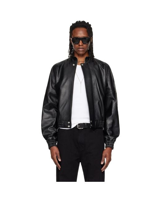 Lu'u Dan Black Blouson Leather Jacket for men