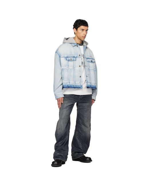 we11done Blue Layered Denim Jacket for men
