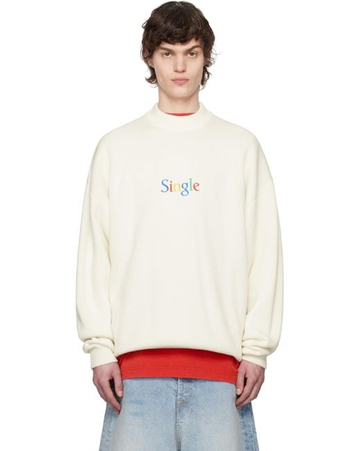Vetements White Off- 'Single' Sweater for men