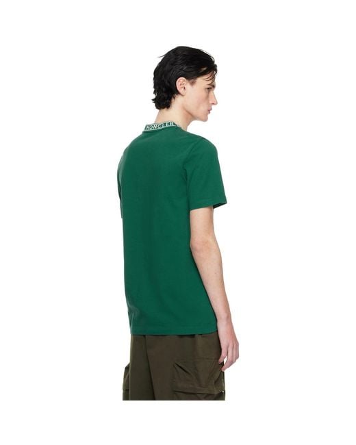 Moncler Green Logo-Trimmed Cotton T-Shirt for men