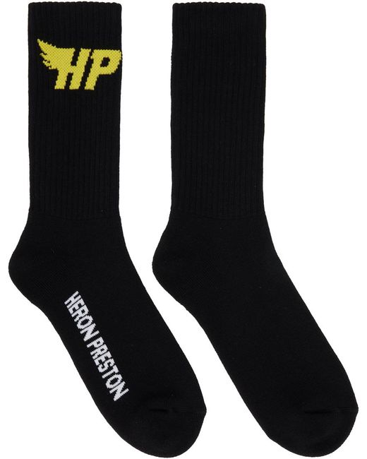 Heron Preston Black & Yellow Hp Fly Socks for men