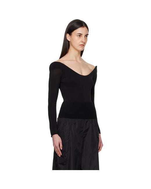Alaïa Black Curved Soft Jersey Bodysuit