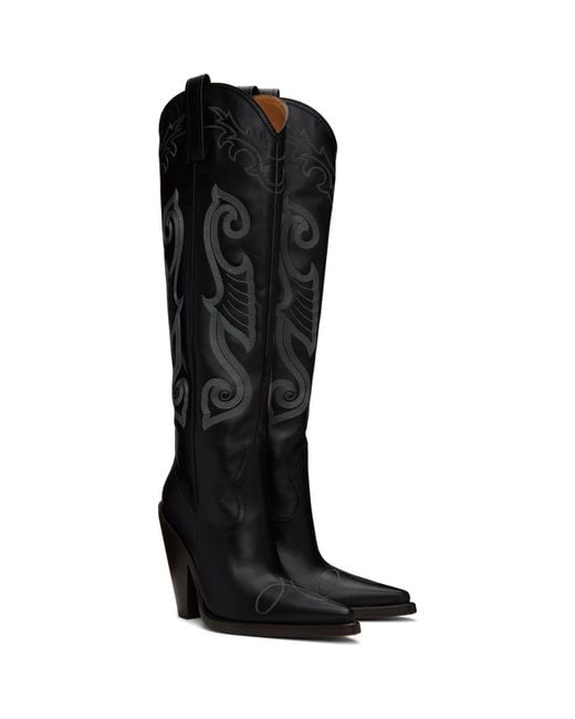 Moschino Black High Western Boots