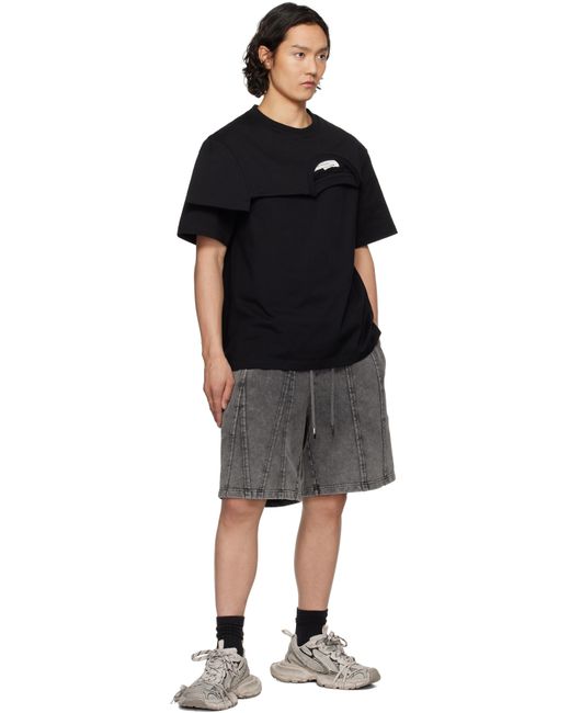 メンズ Feng Chen Wang ブラック Double Collar Tシャツ Black