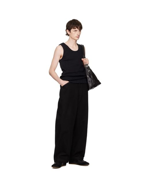 Lemaire Black Rib Cotton Jersey Tank Top for men