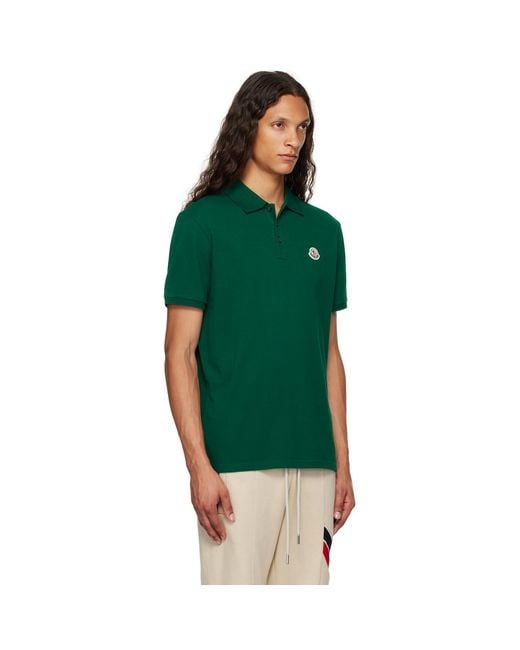 Moncler Green Logo Patch Polo for men
