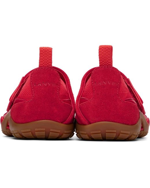 Lanvin Red Lnv1 Knit & Suede Sneakers