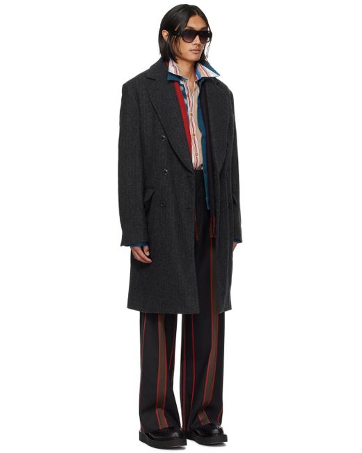 Vivienne Westwood Black Gray Recycled Wool Coat for men