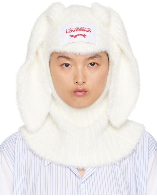 Charles Jeffrey White Fluffy Rabbit Balaclava